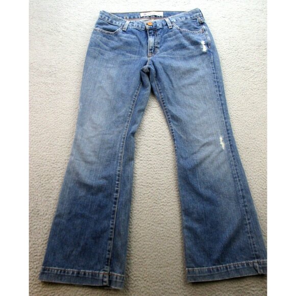 Y2K Flare Leg Trouser Blue Denim Jeans Size 8 GAP USA Made Low Rise Pants - Picture 2 of 9